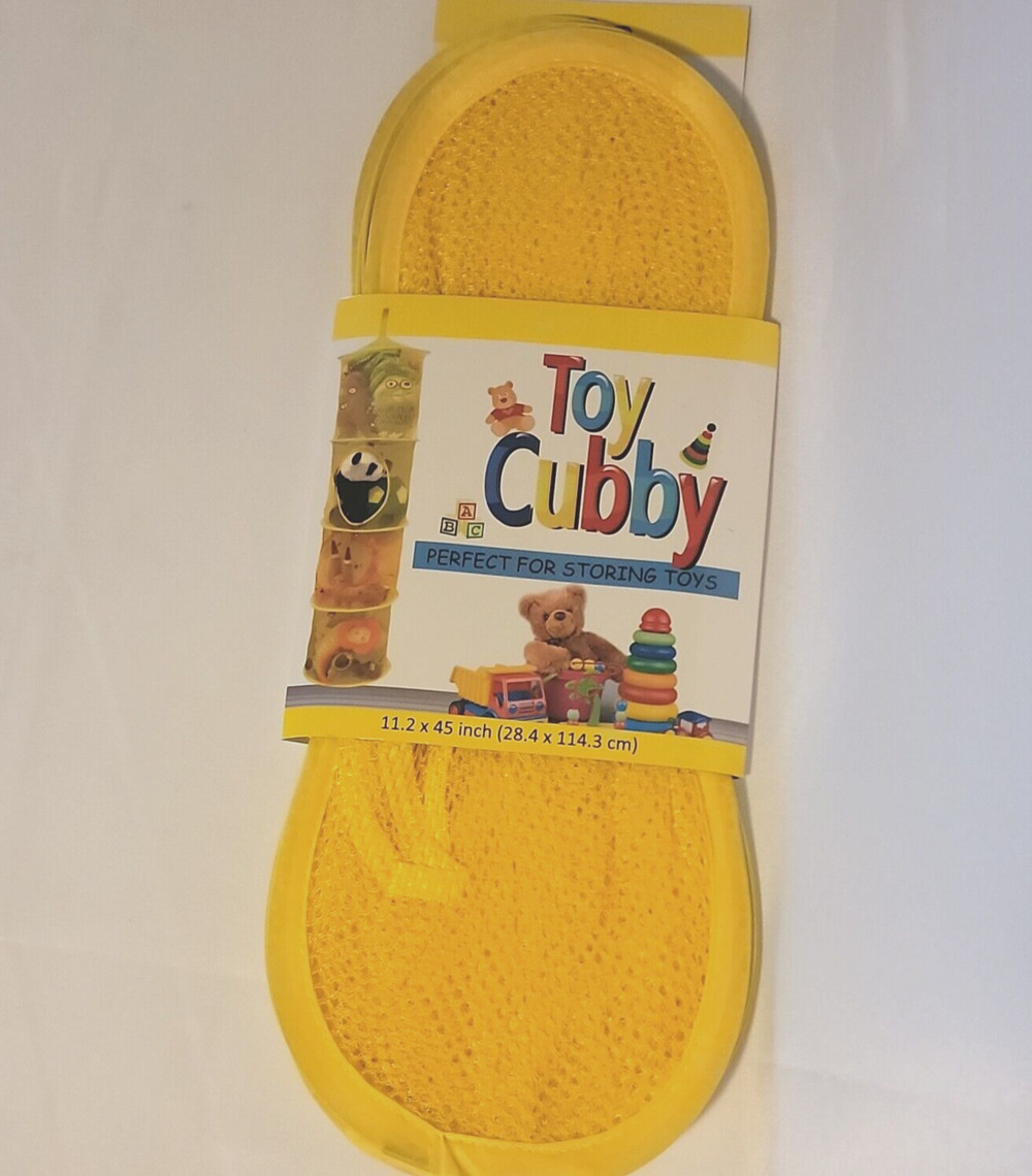 Toy Cubby 4 Compartment Mesh Toy Storage Clothing Storage Yellow 11.2 x 45"